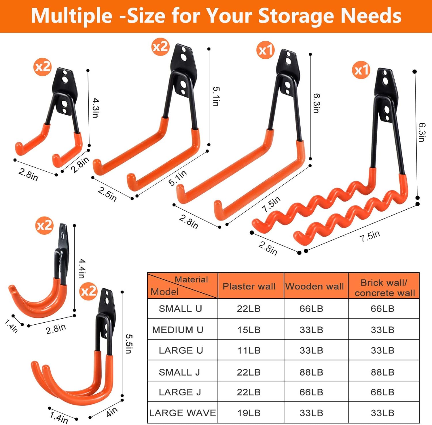 AOBEN Garage Hooks, 12-Pack Garage Storage Hooks & Hangers, Heavy Duty Wall Mount Garage Organizer, Tool Storage for Ladders, Bike, Hoses, Bulky Items - - 