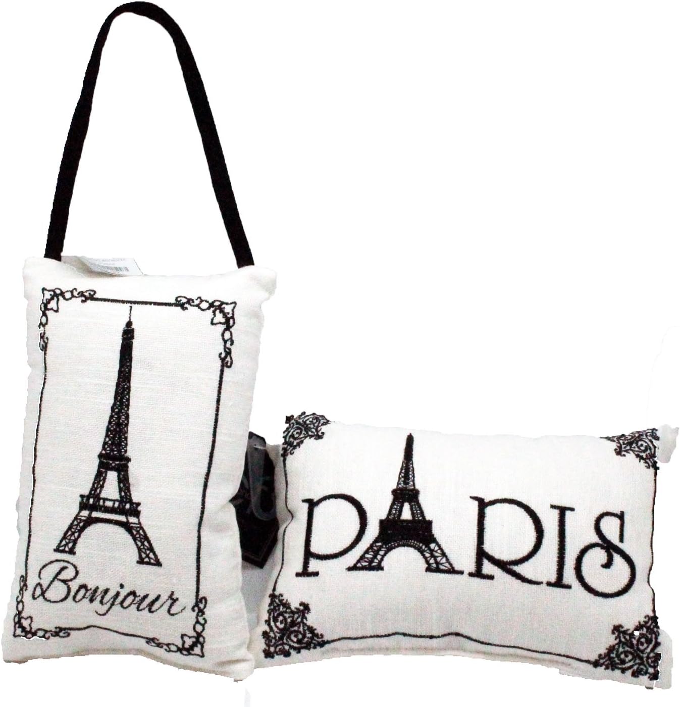Paris Pillow 2 Piece Mini Pillow Set - Small Hanging Doorknob Pillow and Coordinating Pillow