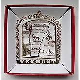 Nations Treasures Vermont State Brass Christmas Ornament Souvenir Gift
