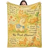MAJESTBLK Cartoon Llama Throw Blanket 50x60 – Cozy Flannel Fleece Microfiber, Cactus Print Sofa Bed Throw, Lightweight All-Season Couch Decor, Gift for Llama Lovers, Kids Room Nursery