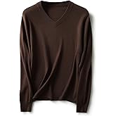Ciovkis Women's Merino Wool Blend Sweater Fall Winter V Neck Long Sleeve First-Line Ready to Wear Seamless Knit Sweater