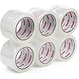 JIALAI HOME 3" Heavy Duty Packing Tape 6 Rolls, Total 360Y - 3 inch x 65 Yards, 2.4 mil Thick, Clear 3 Inch Wide Packaging Tape for Shipping, Mailing, Moving & Storage
