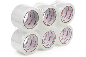 JIALAI HOME 3" Heavy Duty Packing Tape 6 Rolls, Total 360Y - 3 inch x 65 Yards, 2.4 mil Thick, Clear 3 Inch Wide Packaging Tape for Shipping, Mailing, Moving & Storage