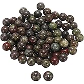 HARFINGTON 100pcs Natural Stone Beads 10mm Dragon Round Gemstone Stone Loose Beading Real Genuine Smooth Balls Bead for Jewelry Making Bracelets Necklace Earrings DIY