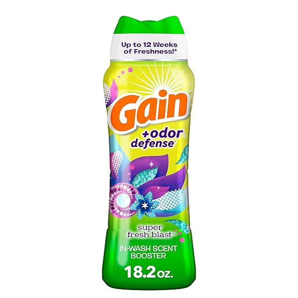 GAIN + ODOR DEFENSE IN-WASH SCENT BOOSTER, SUPER FRESH BLAST SCENT, 18.2 OZ, HE COMPATIBLE