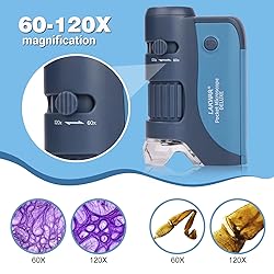 Pocket Microscope for Kids Adults, 60x-120x