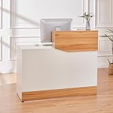 Reception Desk with Counter,Modern Counter Table with Cable Grommet,47 inch Retail Counter for Checkout, Lobby, Beauty Salon,Barber and Small Company (Normal)