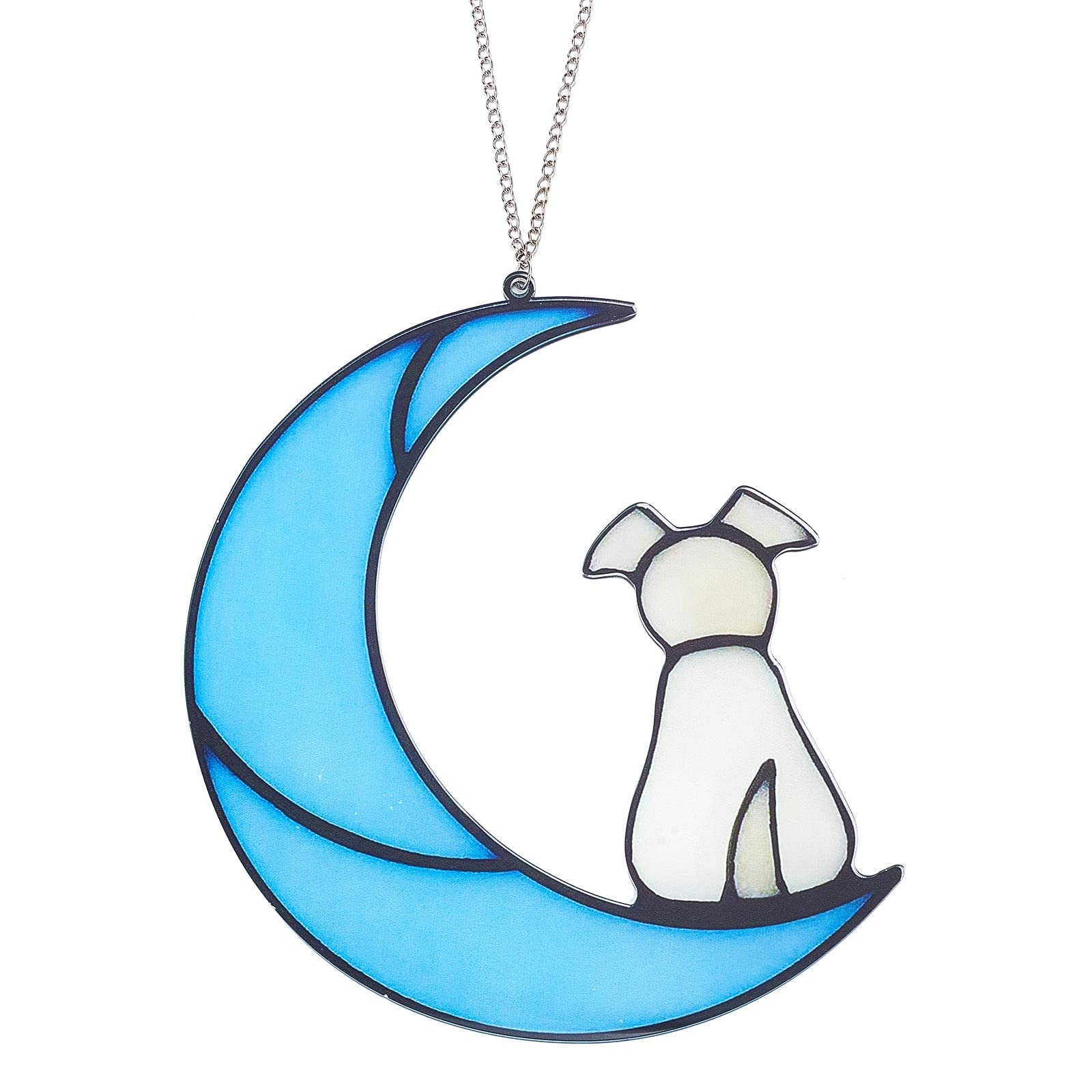 GORGECRAFT Dog Moon Acrylic Window Hanging Suncatchers Hanging Ornament for Window Home Garden Decoration, Gifts for Dog Lover