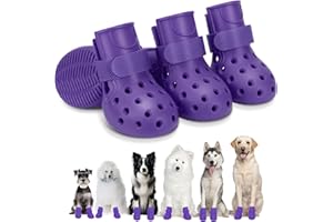 SPARKLETOPPERS Dog Shoes Non-Slip Waterproof Sandals for Hot Pavement Winter, Breathable Perforated Boots (Purple, Size 1: (1.37’’x1.18'')(L*W)(S))
