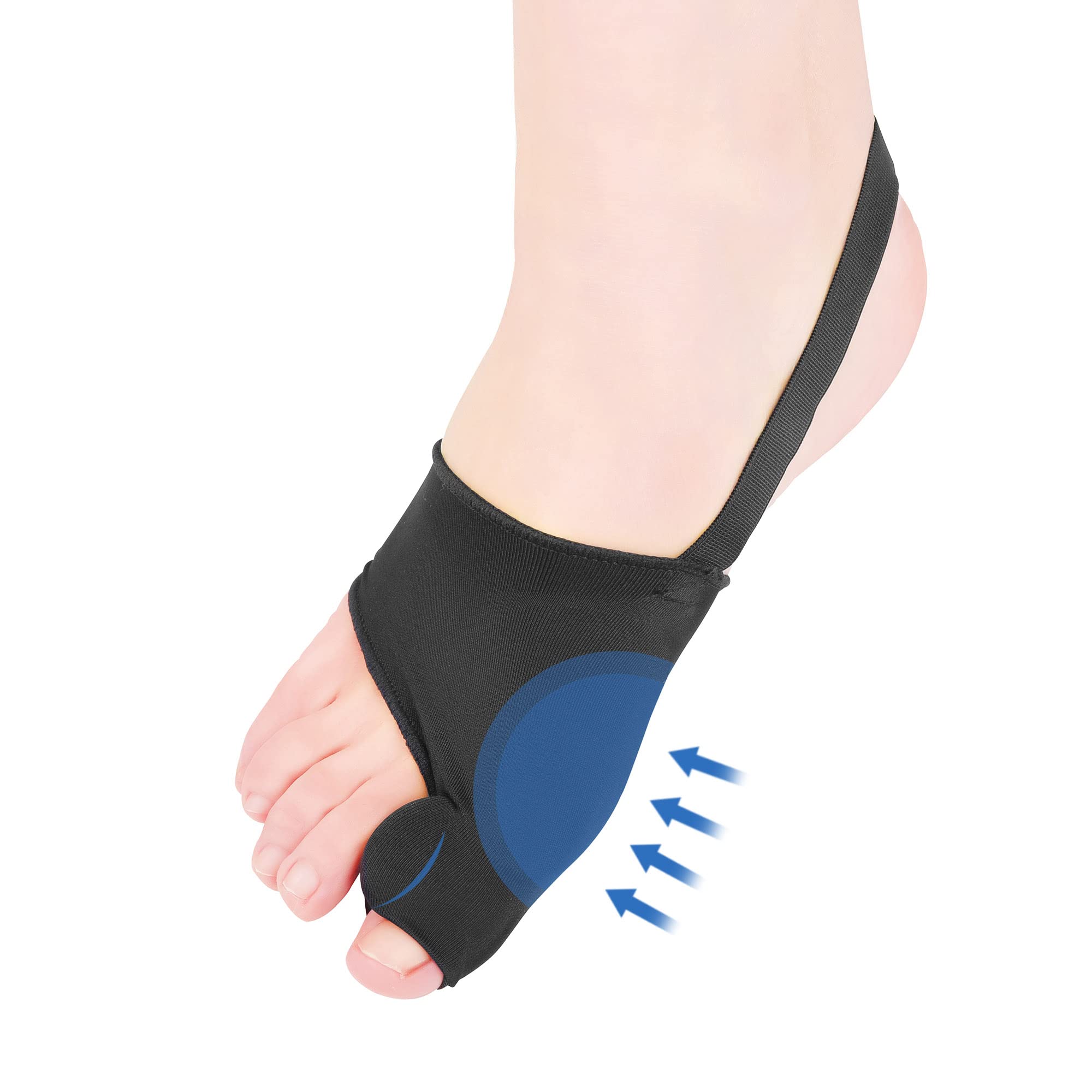 DYKOOK Bunion Corrector Big Toe Separator Bunion Protector Sock with Heel Strap 1Pair Toe Splint Bunion Splint Sleeve for Pain Relief Non-slip Hallux Valgus Corrector Protect Foot Day Night-Black-L