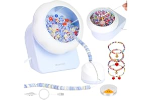 Myartype Clay Bead Spinner and Seed Bead Spinner, 2-in-1 Electric Bead Spinner for Jewelry Making, Bracelet Spinner and Necklace Making Machine with Bead Needles and Thread (Blue)