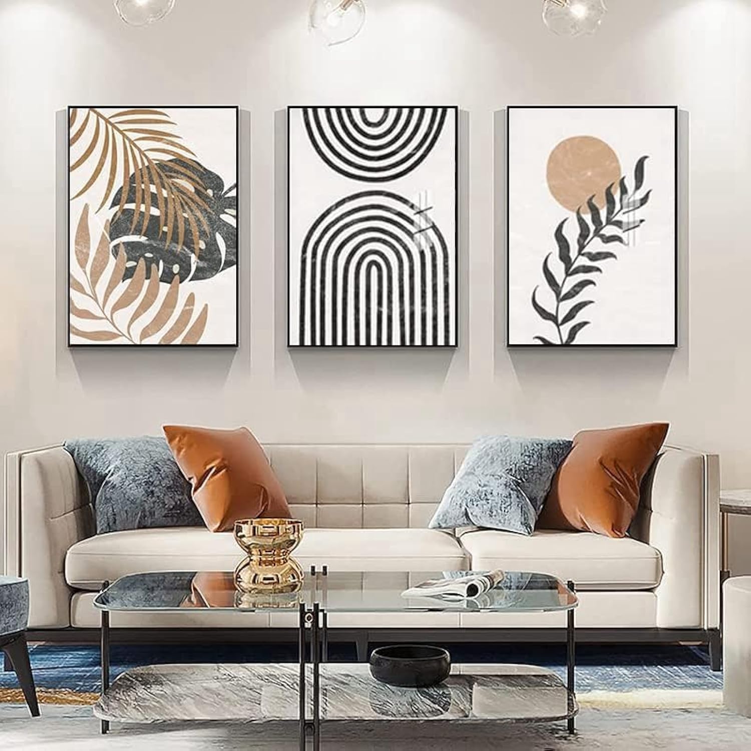 LPFNSF Modern Abstract Poster Set, Bohemian Style Home Background Wall Decoration Picture, Plant Leaf Printed Poster, Frameless (Style 4, 30x40cm*3)