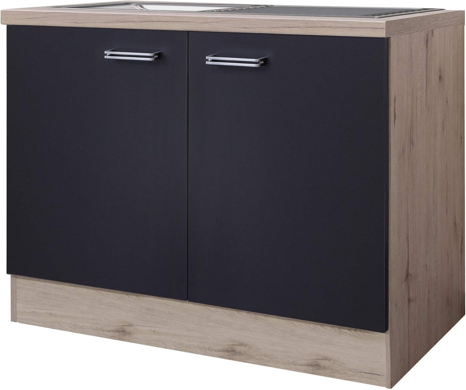 MMR Küchen-Spülenschrank LONDON - Unterschrank - mit Spülbecken - 2-türig - Breite 100 cm - Anthrazit