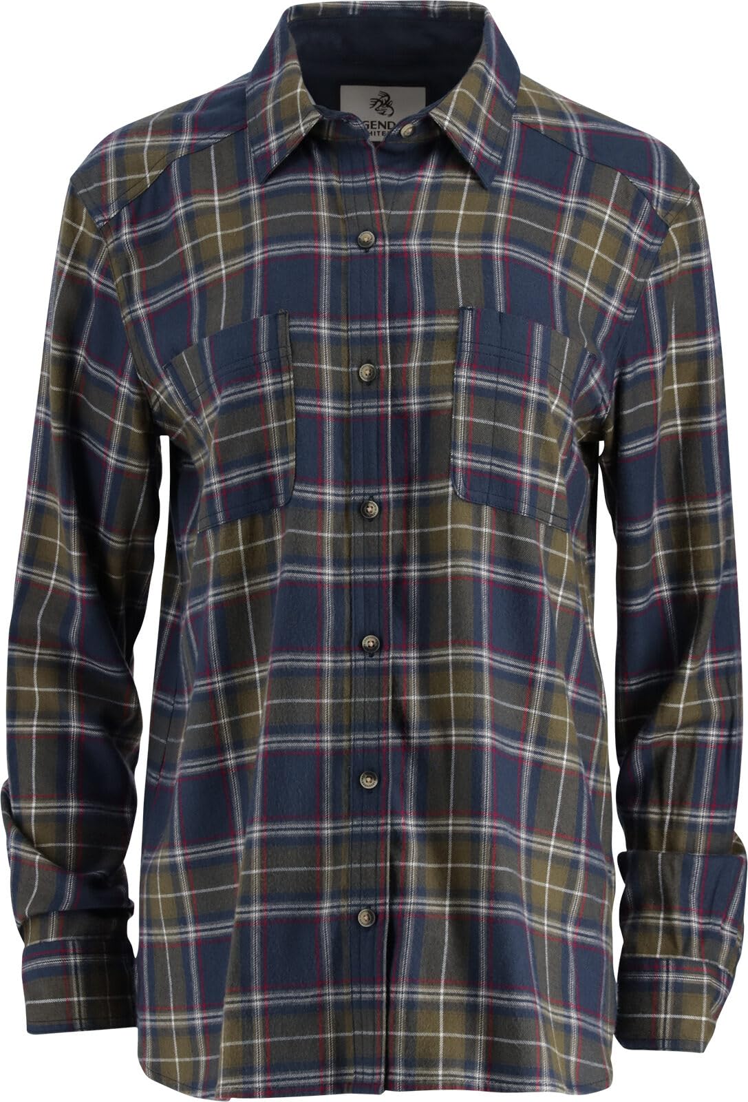 Legendary Whitetails Womens Button Up Flannel Shirt Long Sleeve Relaxed Fit Rayon Polyester, Vintage Cottage Plaid, XL Image