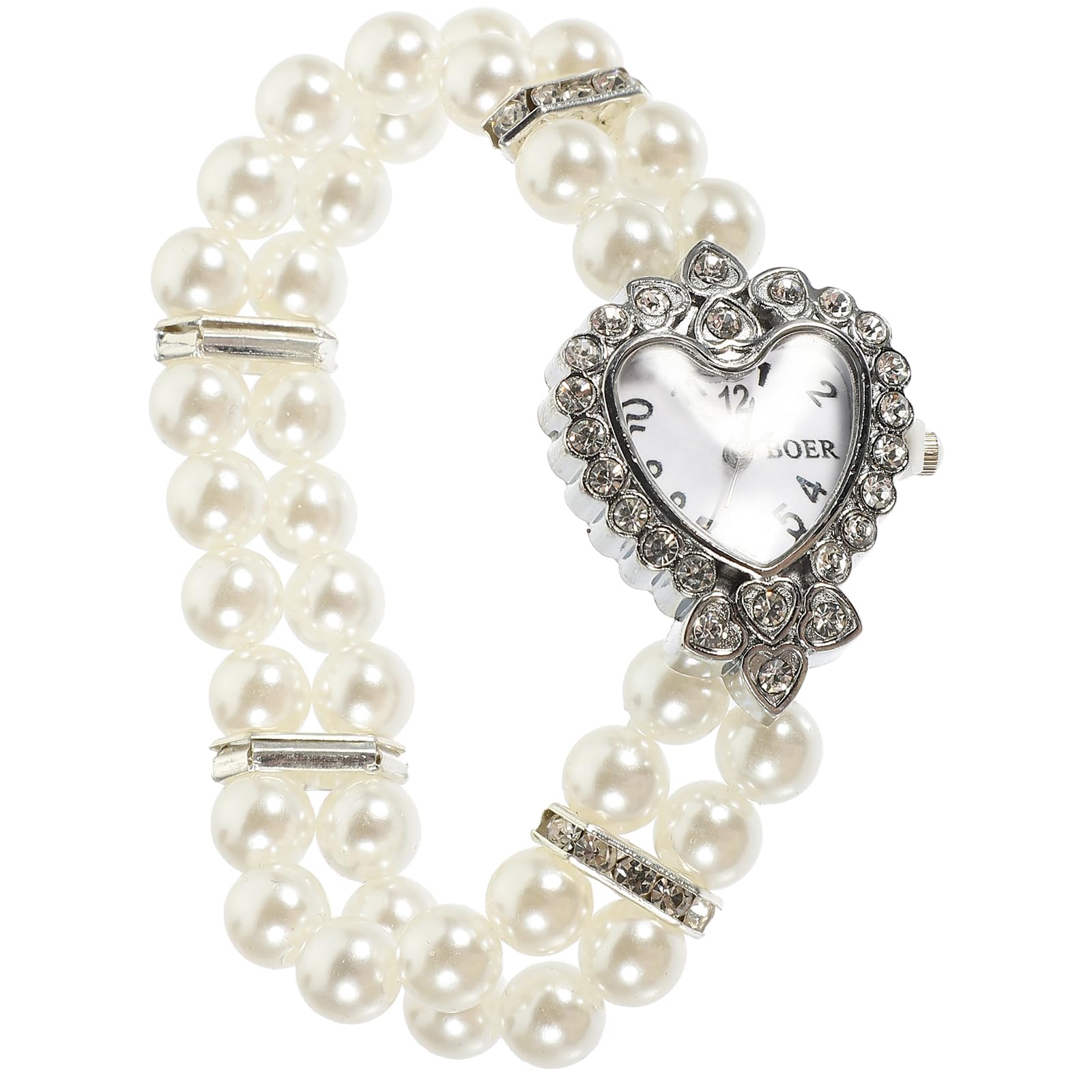 Hemobllo Women Quartz Watch with Imitation Pearl Bracelet Elegant Casual Wristwatch for Ladies Fashion Dress Accessory