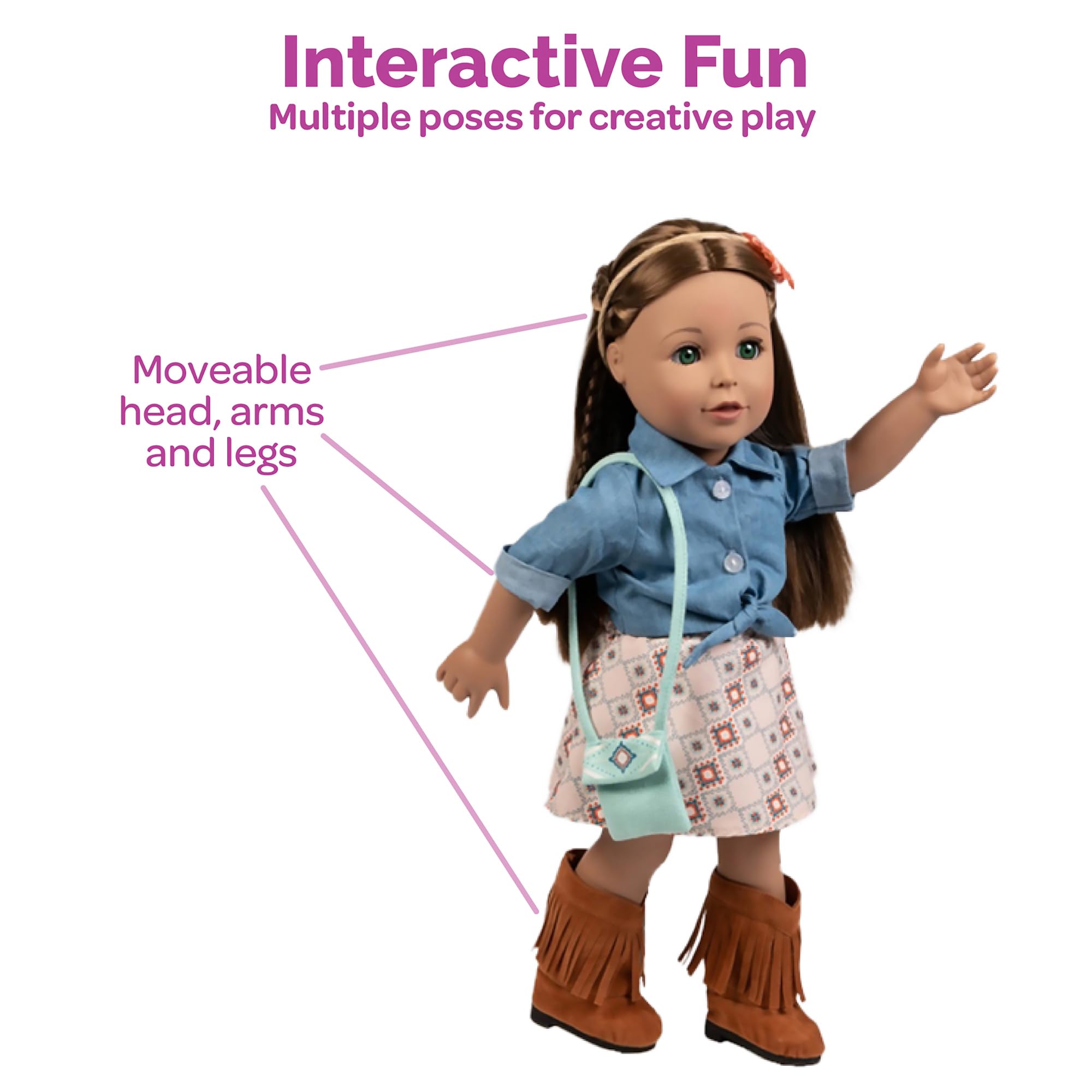 ADORA Amazing Girls - 18” Fashion Doll, Poseable Limbs, Rooted Hair for Styling, Open and Close Eyes, Soft Huggable Body | Stylish Playmate (Cassidy)