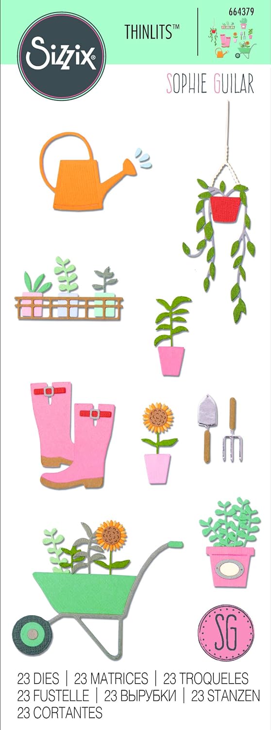 Sizzix Thinlits Die Set 23 Pack 664379 Garden Shed by Sophie Guilar; Ideal for Card Making, Multi-Colour - Image 4