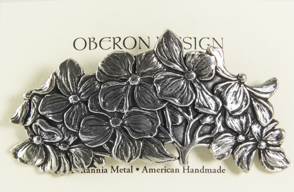 Dogwood Hair Clip, Large Hand Crafted Metal Barrette Made in the USA with an 80mm Imported French Clip by Oberon Design : Beauty
