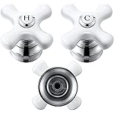 Enhon 2 Pcs Handle Set, Cross Arm Handle Compatible with Price Pfister Shower Valve, Hot and Cold, Fits 12 Point Broach Stem,