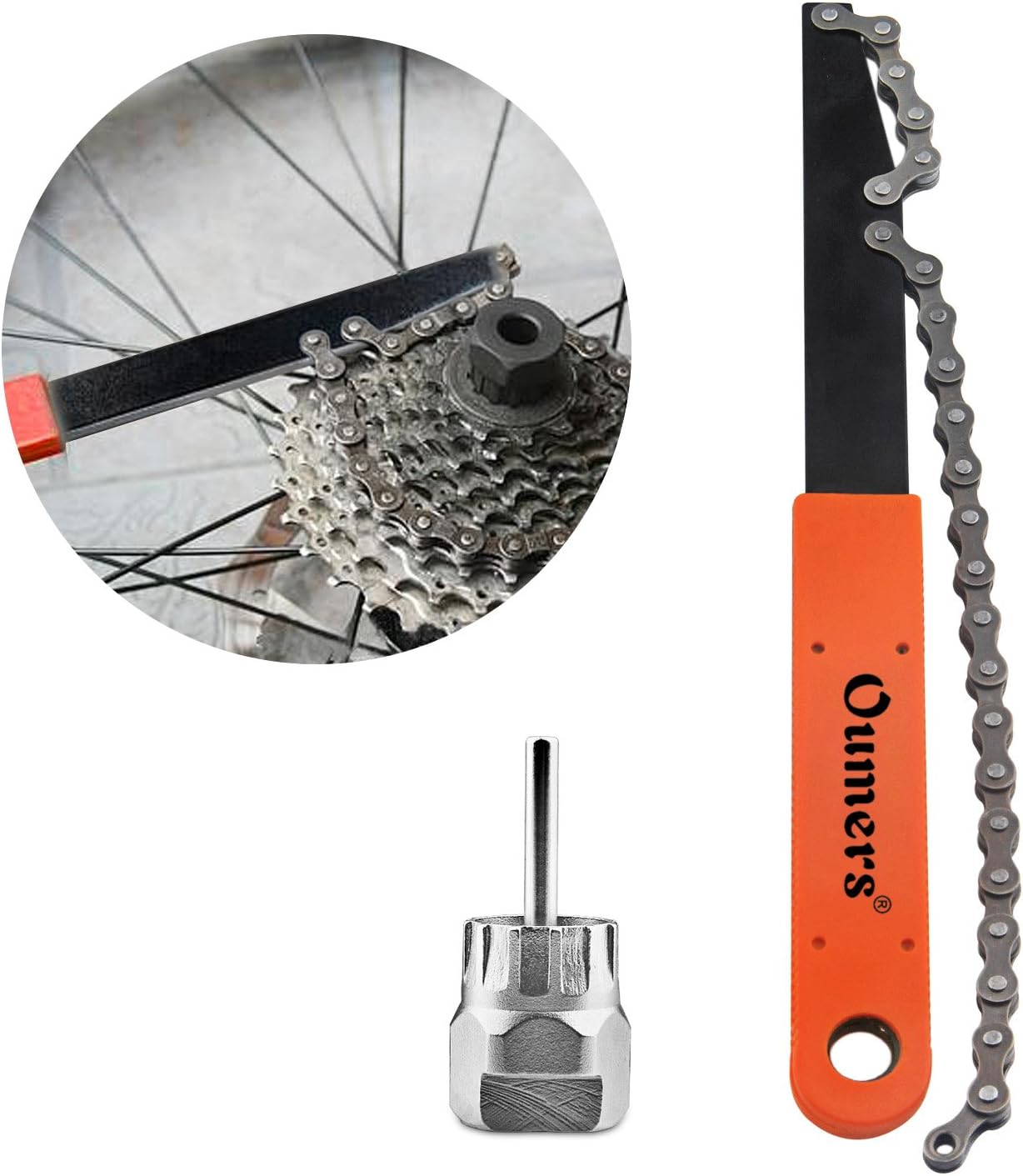 Oumers Bike Chain Tools Kit, Cassette Removal Tool Sprocket Remover Kit/Chain Whip and Cassette/Rotor Lockring Removal Tool with Guide Pin : Sports & Outdoors