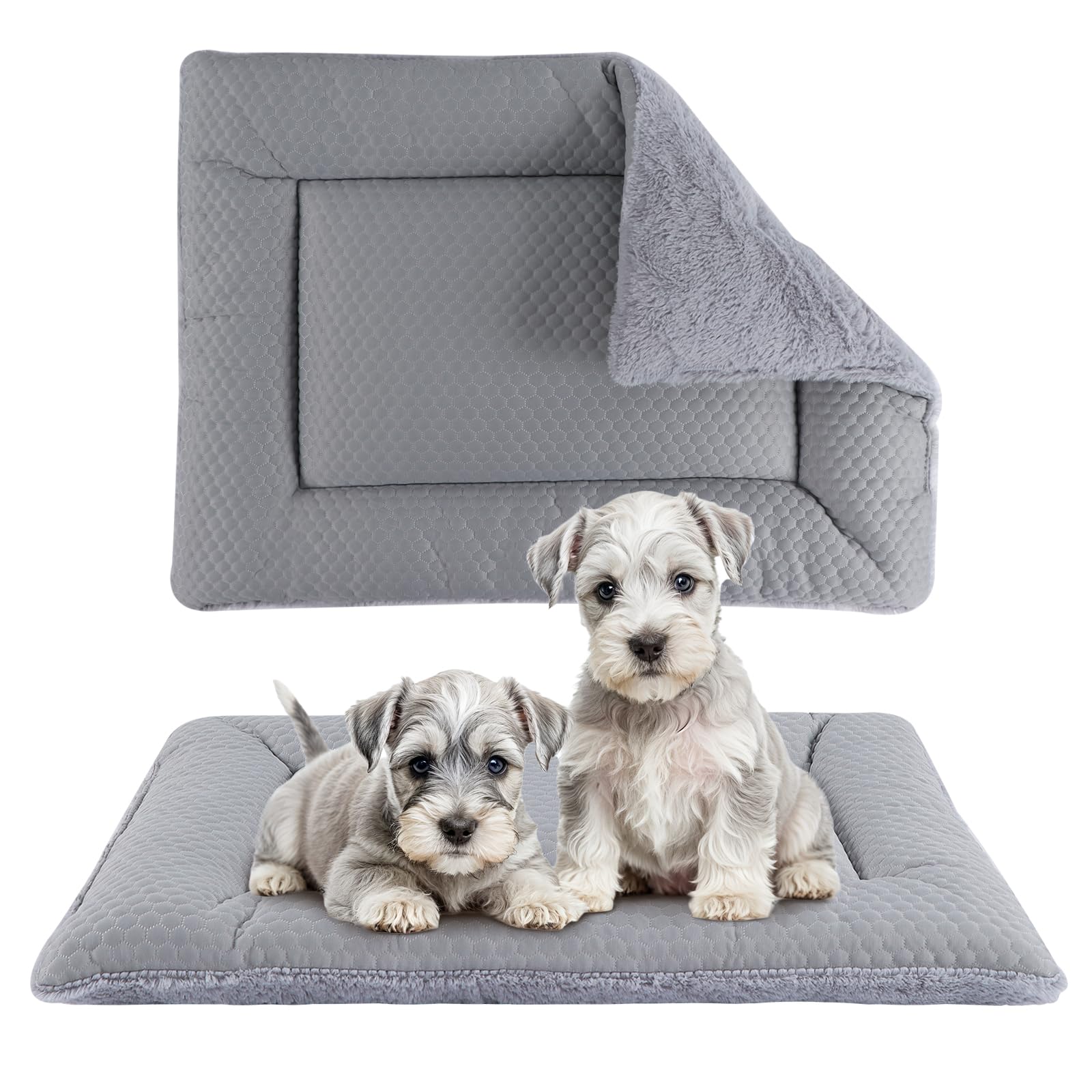 BVAGSS Dog Bed Mat, Crate Pad Reversible,Soft Kennel Pad, Washable Crate Mat (Cool and Warm),Pet Sleeping Mattress for Small Medium Dogs XH080 (91x58cm,Grey)