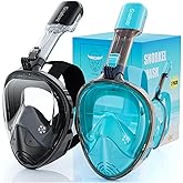Greatever Full Face Snorkel Mask, Snorkeling Gear for Adults with Latest Dry Top Breathing System and Detachable Camera Mount, Foldable Snorkel Set for Family Snorkeling Trips, Anti-Fog & Anti-Leak