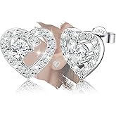 Sterling Silver Double Heart Stud Earrings for Women Hypoallergenic Cubic Zirconia Elegant Stud Earrings Gifts