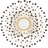 Signature Design by Ashley Morwenna Contemporary Round Accent Mirror, Keyhole Bracket for Hanging, Metal Frame, 36" W x 0.88" D x 36" H, Bronze and Gold
