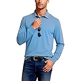 Umturmok Men's Casual Long Sleeve Polo Shirts Performance Side Split Collared Golf Shirts with Sunglass Loop UPF 30+