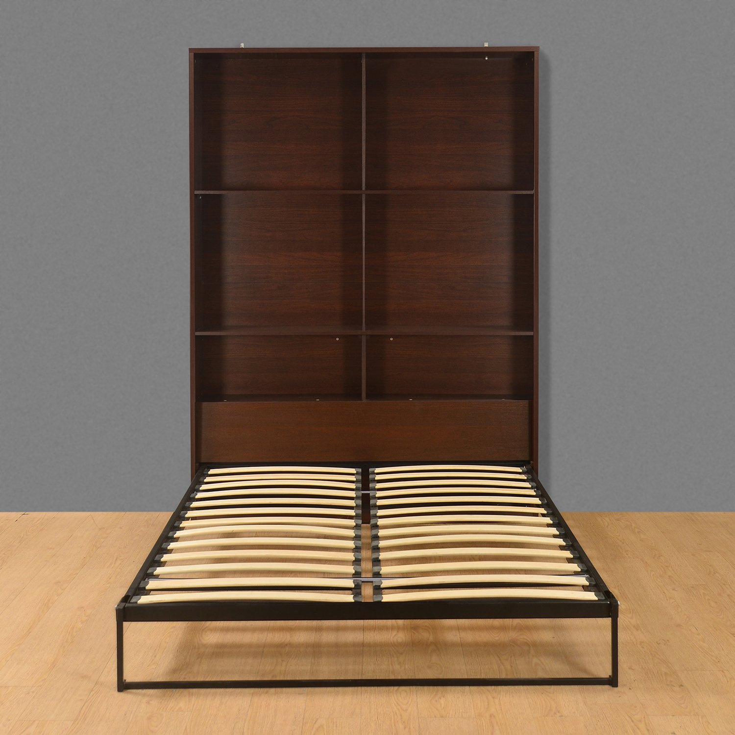 Home by Nilkamal William Queen Size Bed with Wall Unit Headboard Storage (Brown) Amazon.in