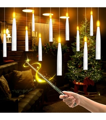 12 Bougies LED Flottantes Avec Télécommande Baguette Magique - Sans Flamme, Piles Incluses - Décoration Fête Noël Mariage