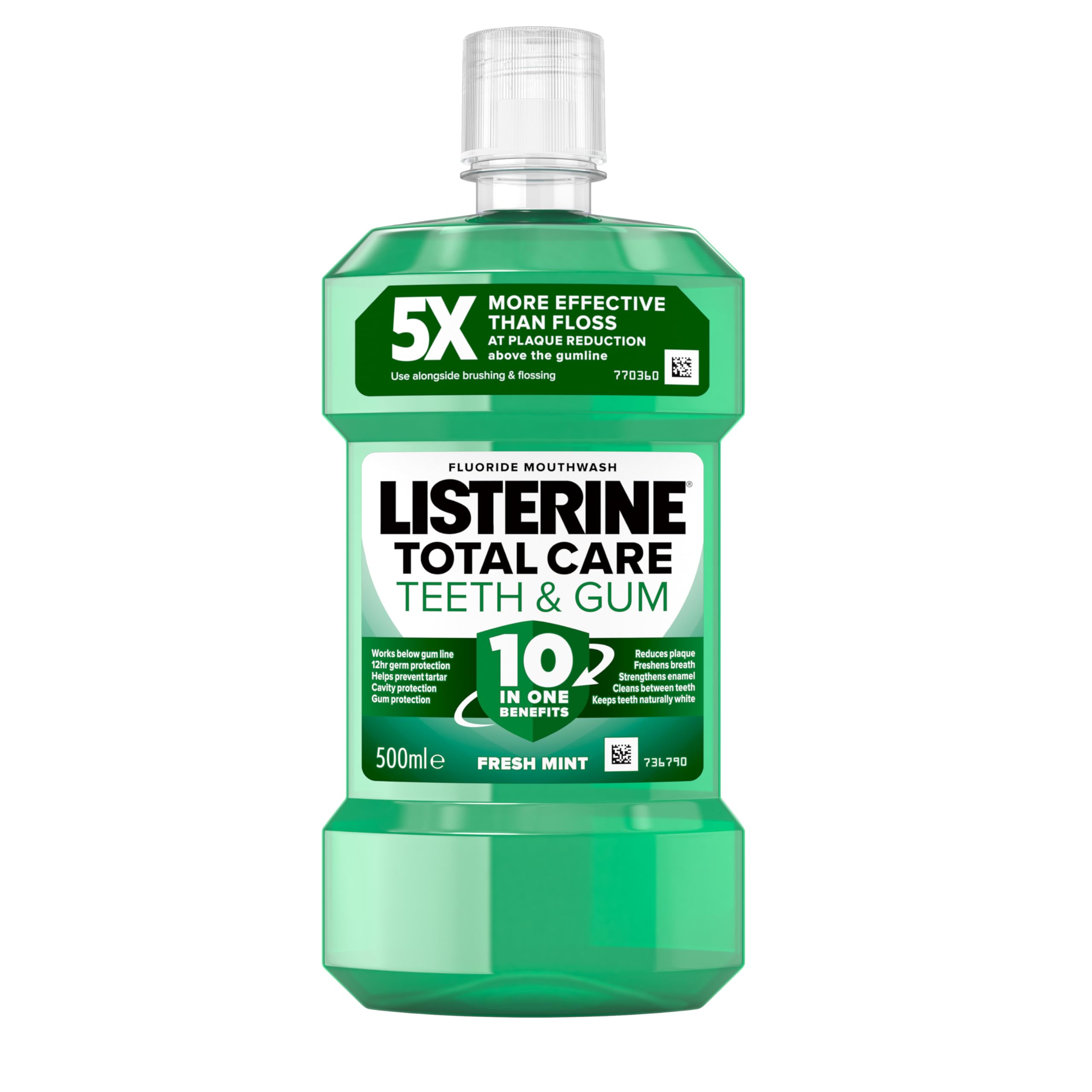 Listerine Total Care Teeth and Gum Mouthwash (1 x 500ml), 10-in-1 Benefits for Total Oral Care, to Maintain a Clean and Healthy Mouth
