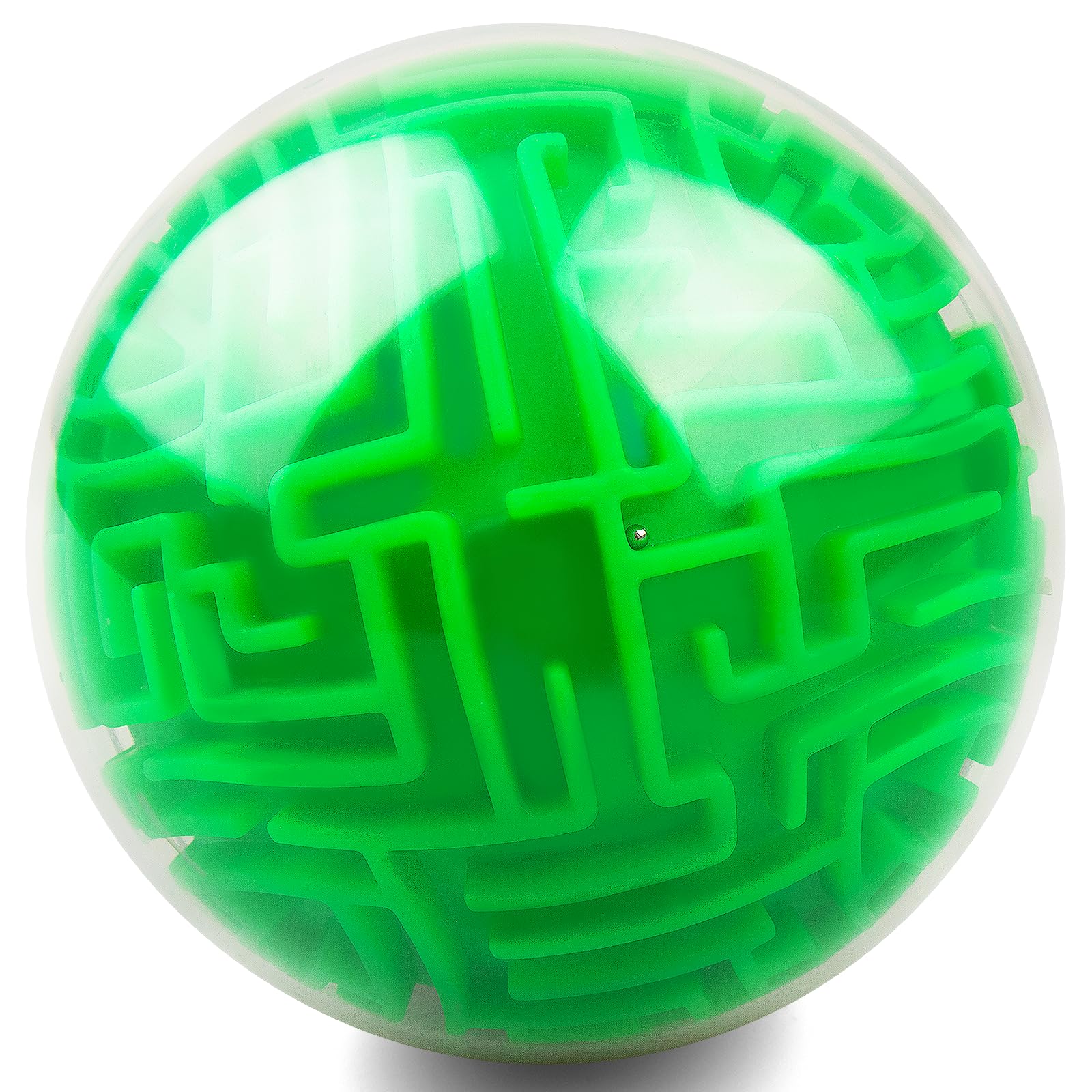 3D Puzzle Maze Ball Brain Teaser Toy, Logic Memory Game Sphere for Kids & Adults, Hand Eye Coordination & Reaction Speed Challenge Toy for Boys & Girls, Blue, (Green)