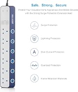 BESTEK 6 Way Surge Protection Extension Lead with 4 USB Ports 1.8M White view 4