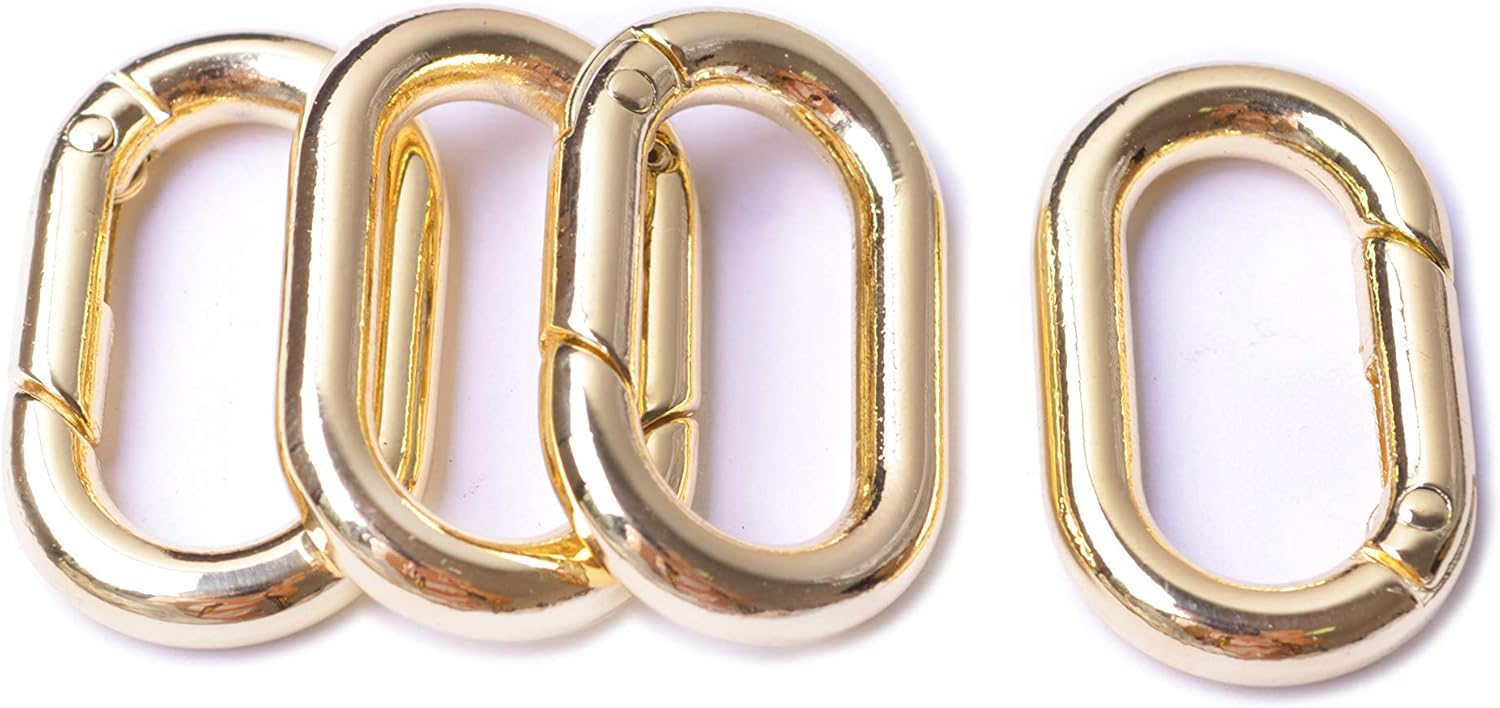 Silver Bobeey 4pcs Carabiner Metal Spring Key Ring,Spring Snap Hooks Clip,Spring Keyring Buckle