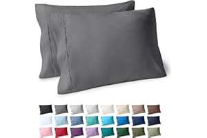 Bare Home Microfiber Pillow Cases - King Size Set of 2 - Cooling Pillowcases - Double Brushed - Grey Pillowcases 2 Pack - Easy Care (King Pillowcase Set of 2, Grey)