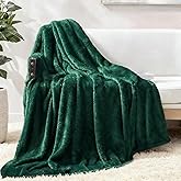 Exclusivo Mezcla Plush Fuzzy Fleece Throw Blanket Extra Large, Super Soft, Fluffy and Warm Blankets for Couch, Bed, All Season (Forest Green, 50x70 inches)