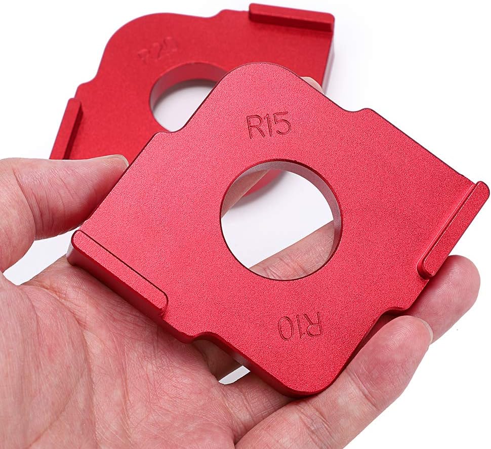OwnMy Set of 2 Radius Jig Router Templates Corner Radius Routing Templates, Aluminium Alloy Routing Rounded Corners Router Bit Templates for Woodworking Routing, R10 R15 R20 R30 (Red) - - 