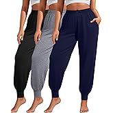 Sweetyweee 3 Pack Women Plus Size Lounge Joggers Sweatpants Casual Lightweight Yoga Jogger Running Workout Pant with Pockets(Navy Blue, Light Gray, Black,4X-Large)
