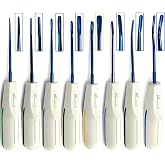 8 Pcs Dental Luxating Elevators Set of 8 Blue Tips Tooth Luxation Root Extraction Elevator White Plastic Handles