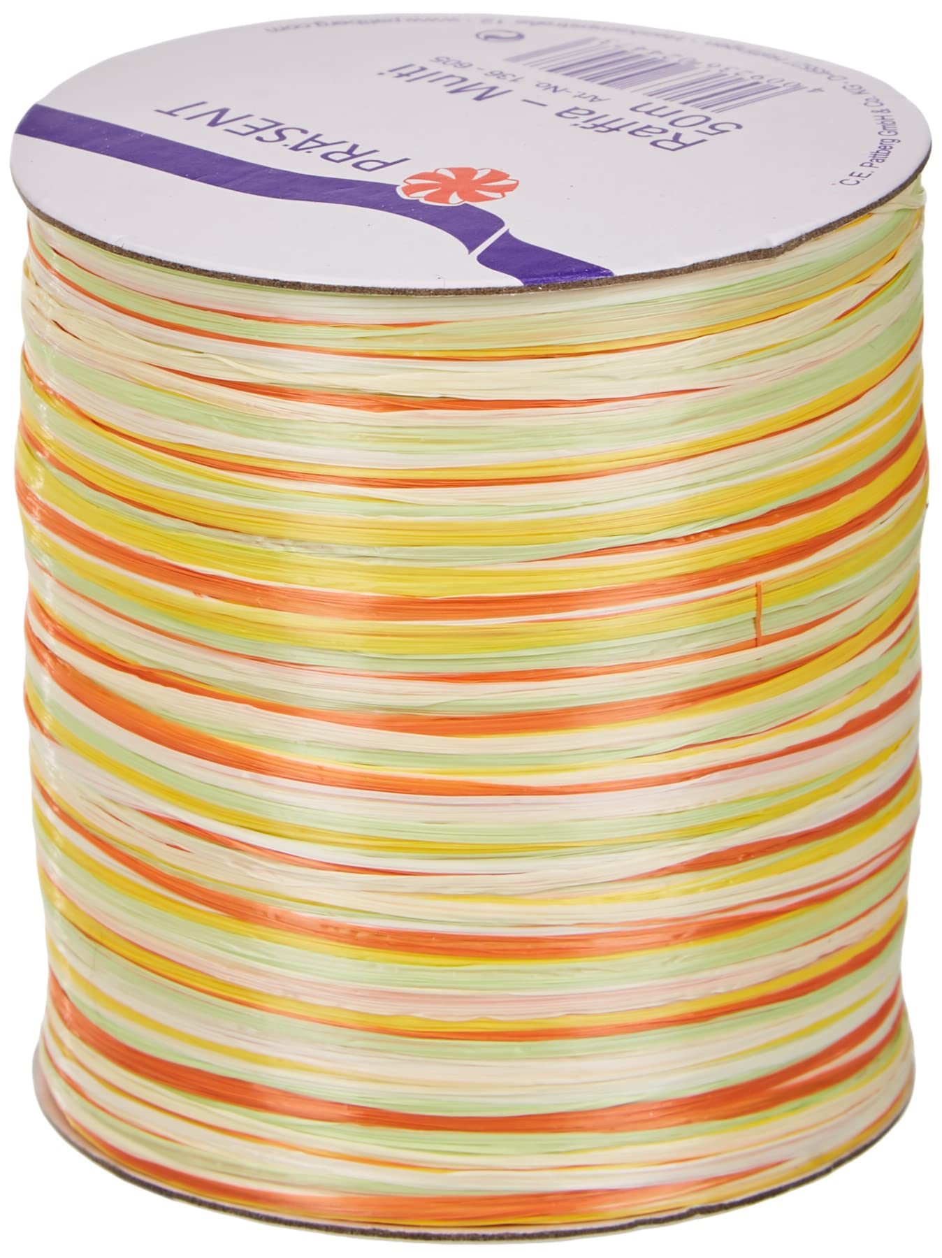 PRÄSENT C.E. Pattberg Raffia Multicolour Yellow-Green-Orange, 55 Yards Wrapping Presents, 5-Strand Ribbon for Gifts, Accessories for Decorating and Handicrafts, for Every Occasion, 50 m — image 1