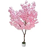 Cherry Blossom Tree 7ft, Pink Artificial Cherry Tree Fake Pink Tree for Wedding Party Home Living Room Decor