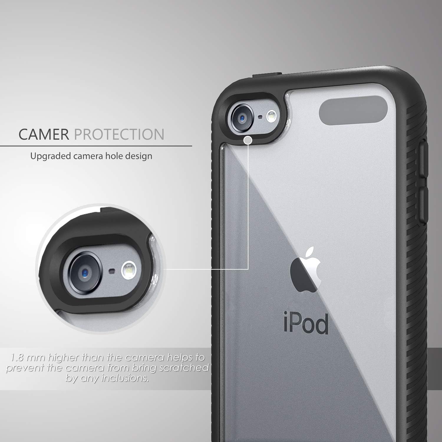 iPod Touch 7 Case,iPod Touch 6 Case,SLMY Armor Shockproof Case with Build in Screen Protector Heavy Duty Shock Resistant Hybrid Rugged Cover for Apple iPod Touch 5/6/7th Generation-Black