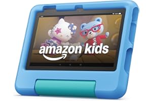 AMAZON FIRE TABLETS Amazon Fire 7 Kids tablet (newest model) ages 3-7. Top-selling 7" kids tablet on Amazon. Includes ad-free and exclusive content, easy parental controls, 10-hr battery, 32 GB, Blue