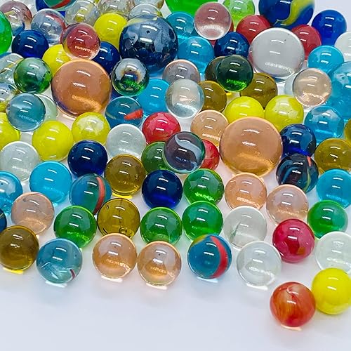 SAIBURAZ 110 PCS Colorful Glass Marbles Set for Marble Games