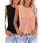Zeagoo Womens 2026 Tank Tops Casual Crewneck Sleeveless T Shirts Loose Fit Summer Tunic Blouse