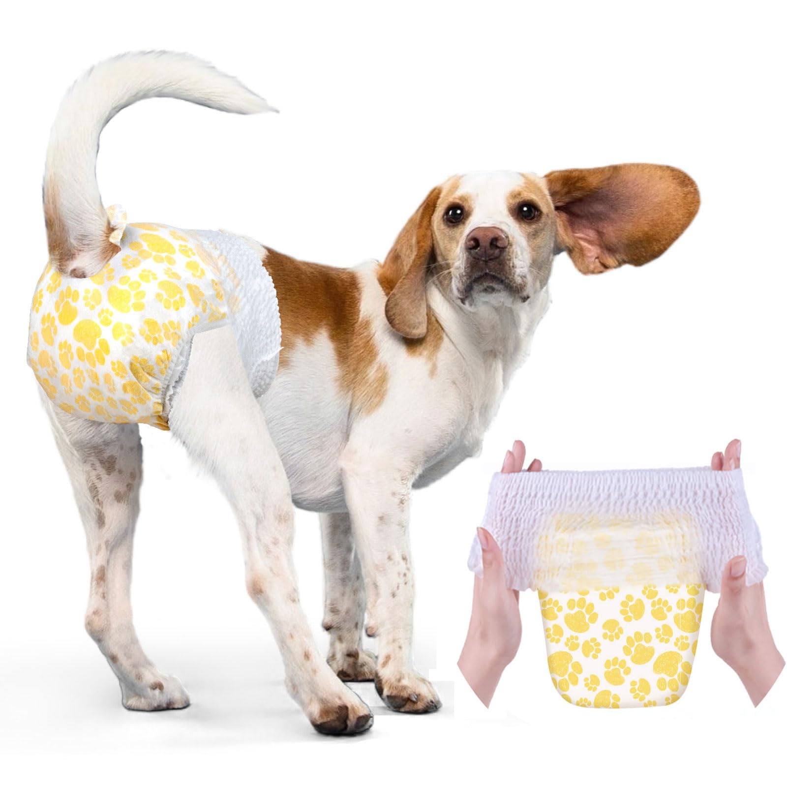 Dono Dog Nappies Female with Full Wrapped Stretchy Waist, 12 PCS, Dog Heat Pants Disposable, Doggie Diapers, Super Absorbent Leak-Proof, Nappies for Dogs in Heat, Period, Incontinence, Training, M