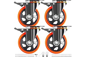 WOZESEIK 4 Inch Caster Wheels Heavy Duty 2200Lbs, Casters Set of 4 with Safety Dual Locking, Swivel Industrial Plate Casters, No Noise Wheels for Cart, Furniture(Bonus of 2 Hardware Kits & Gloves)