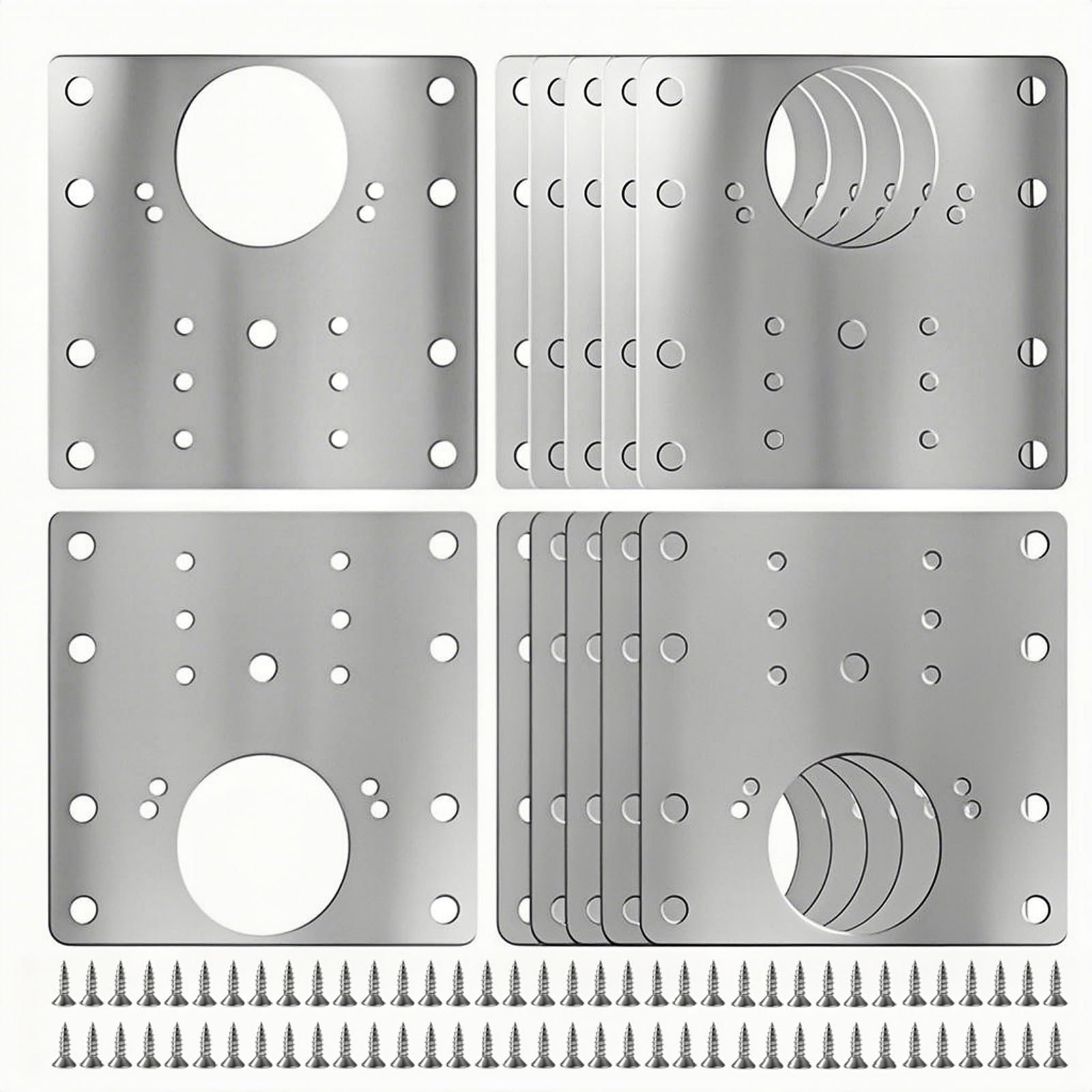 Photo 1 of 12PCS Upgraded Cabinet Hinge Repair Plate Kit: FOGZUVR Durable Door Hinge Mounting Plate Stainless Steel, Large Cabinet Fix Board with Screws for Kitchen Cabinet, Cupboard Doors and Furniture