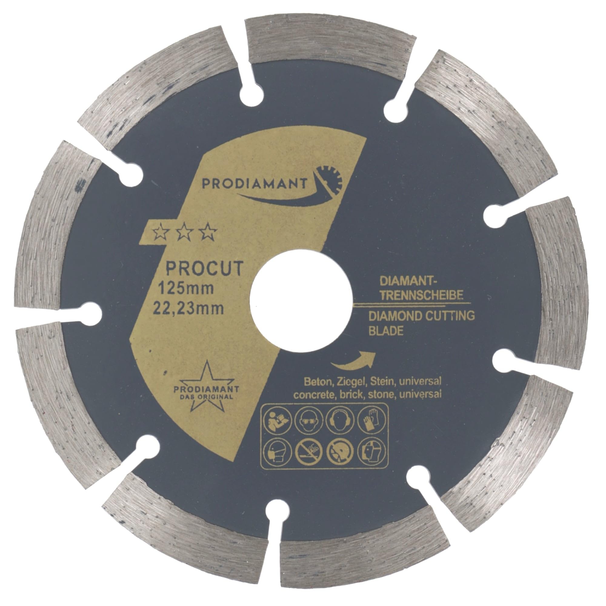 PRODIAMANT diamond cutting disc universal 125mm 5 inch x 22.2 mm concrete, stone, brick 5 inch diamond disc 10mm segment
